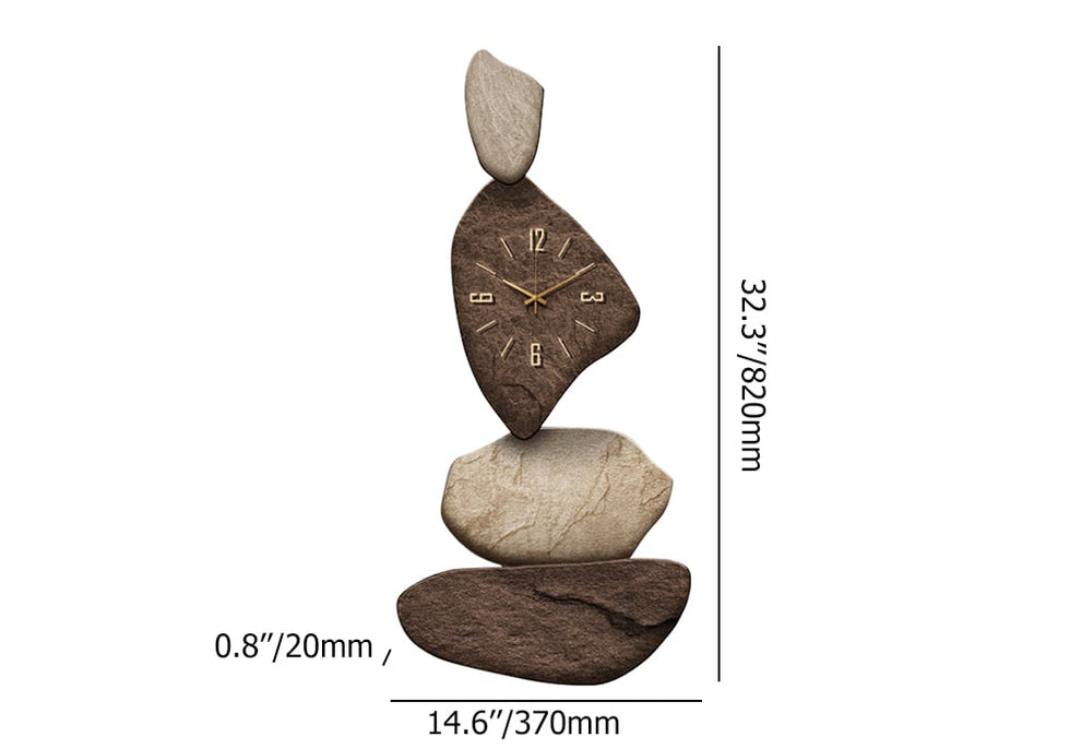 HMR - 32" Large Stone Shape Japandi Wall Clock Unique Irregular Home Decor Art Living Room