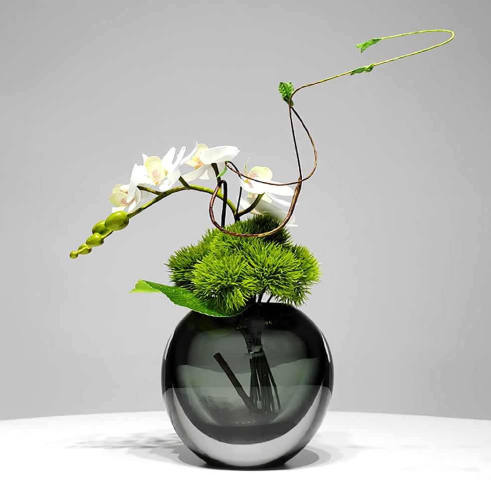 HMR - White Artificial Flower Arrangement in Vase Dining Table Centerpiece Fake Flower Decor