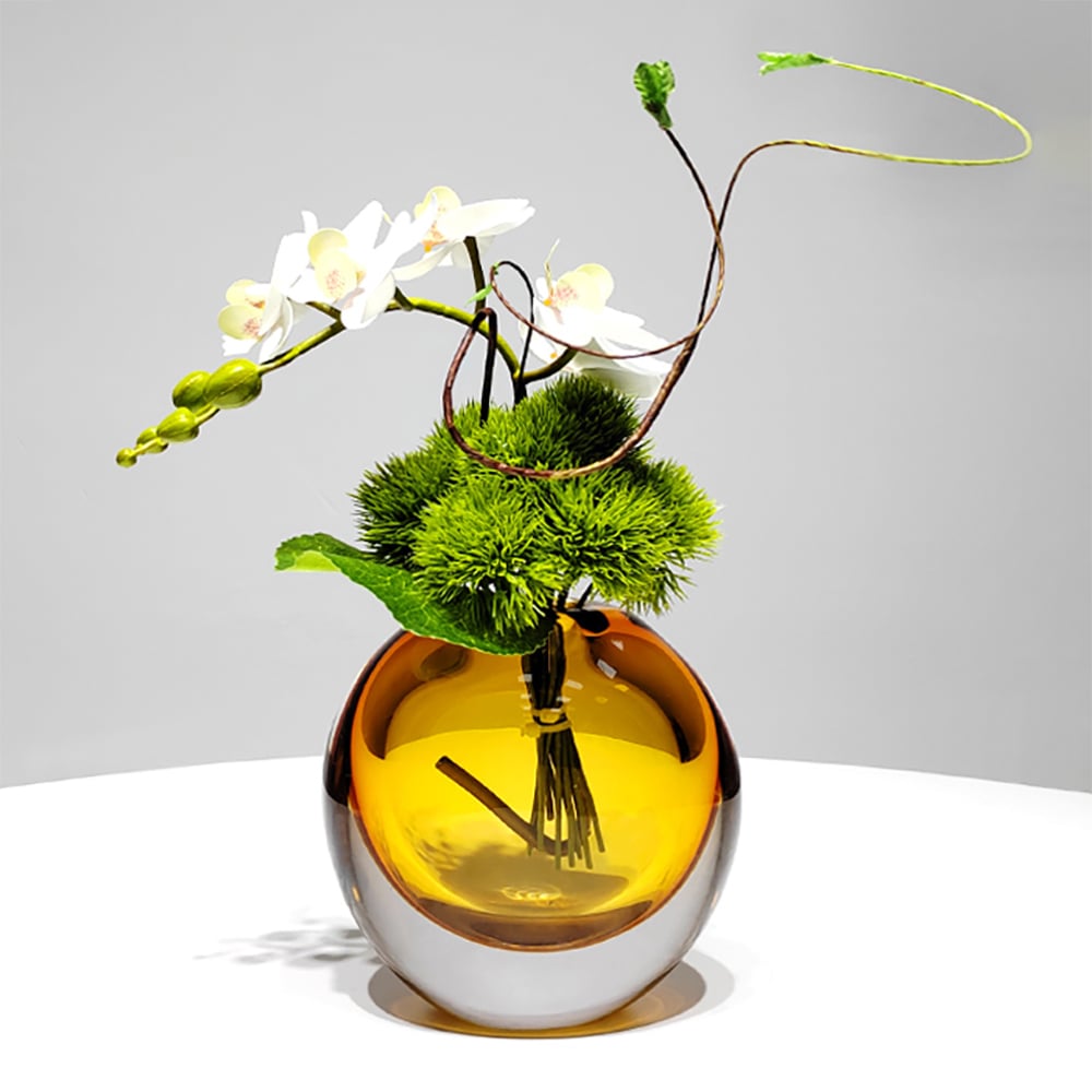 HMR - White Artificial Flower Arrangement in Vase Dining Table Centerpiece Fake Flower Decor