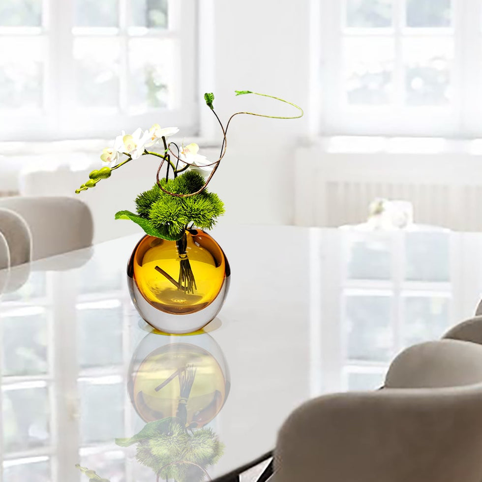 HMR - White Artificial Flower Arrangement in Vase Dining Table Centerpiece Fake Flower Decor