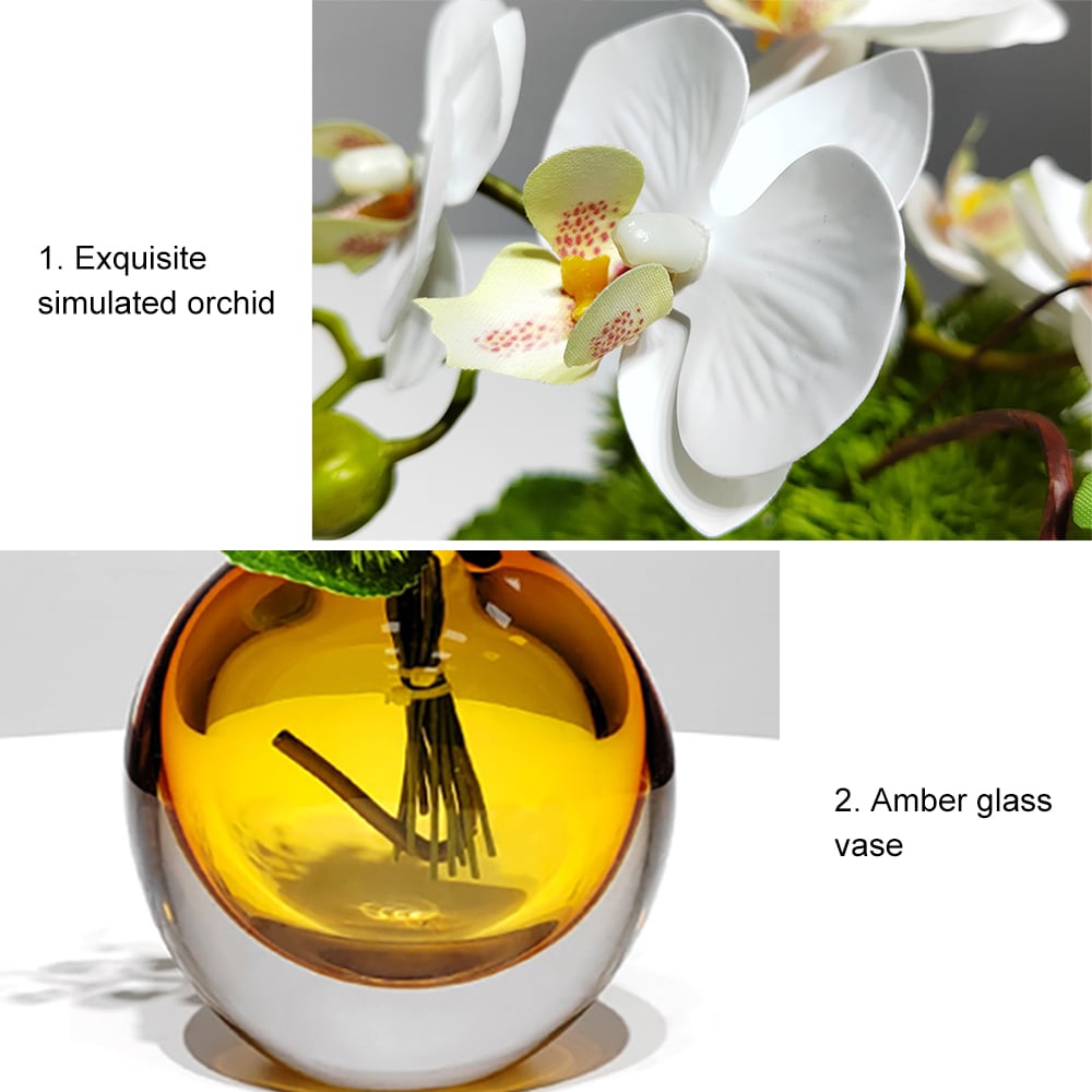 HMR - White Artificial Flower Arrangement in Vase Dining Table Centerpiece Fake Flower Decor