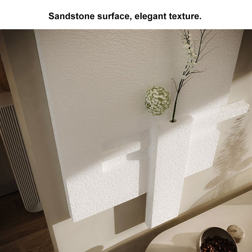 HMR - 3D Abstract Geometric Japandi Beige Wall Sculpture Art Decor With Vase Living Room