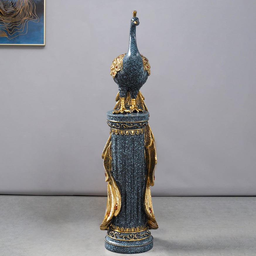HMR - 27.6" Large Glam Peacock Floor Sculpture Decor Art Living Room Bedroom
