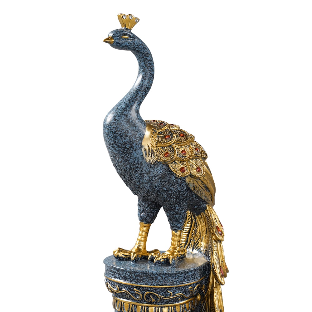 HMR - 27.6" Large Glam Peacock Floor Sculpture Decor Art Living Room Bedroom