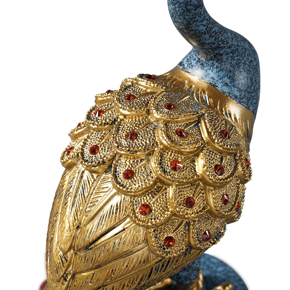 HMR - 27.6" Large Glam Peacock Floor Sculpture Decor Art Living Room Bedroom