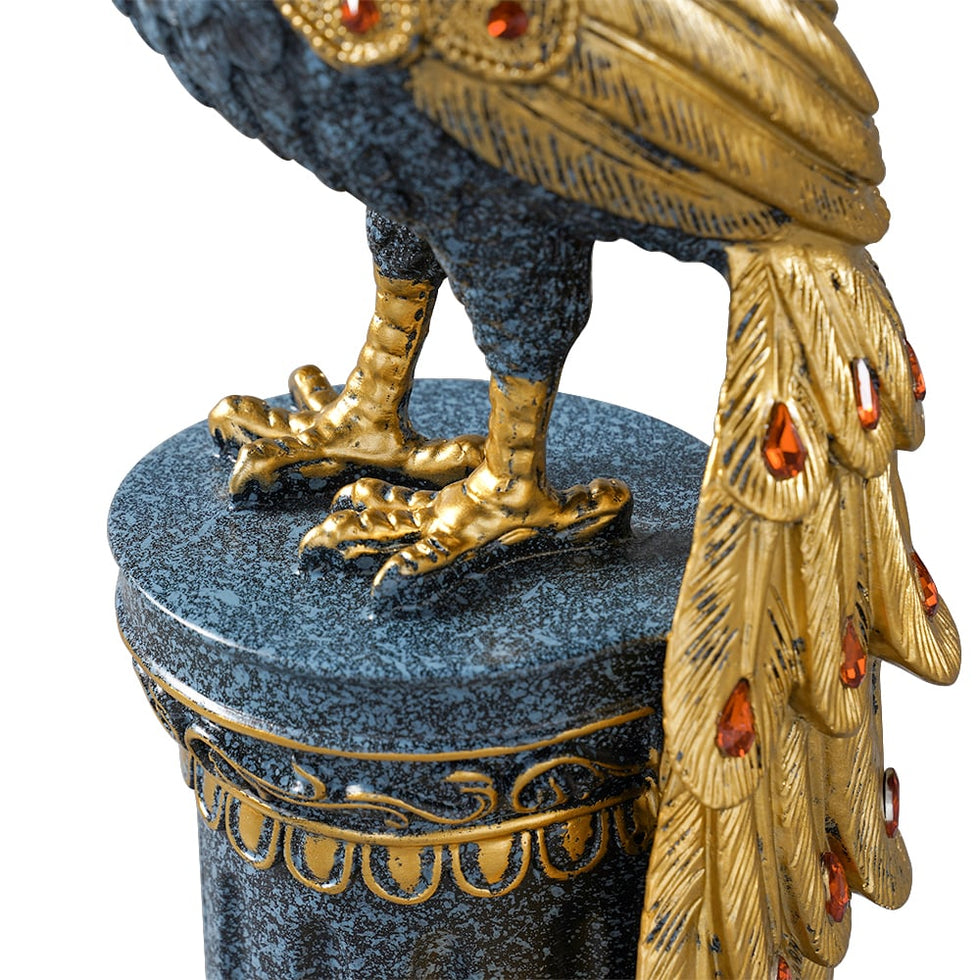HMR - 27.6" Large Glam Peacock Floor Sculpture Decor Art Living Room Bedroom