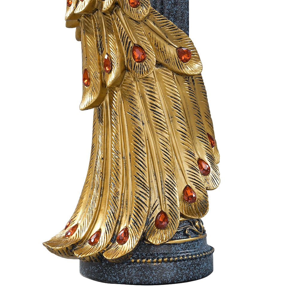 HMR - 27.6" Large Glam Peacock Floor Sculpture Decor Art Living Room Bedroom