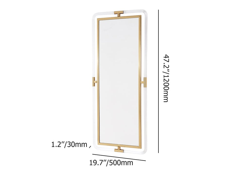 HMR - 47.2"Modern Gold Full Length Large Long Wall Mirror Decor Acrylic & Metal Frame