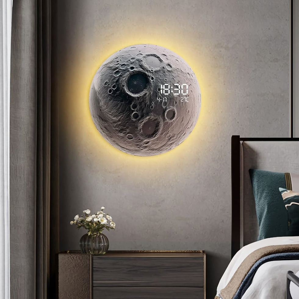 HMR - Modern and Unique LED Wall Clock Moon-inspired Home Decor