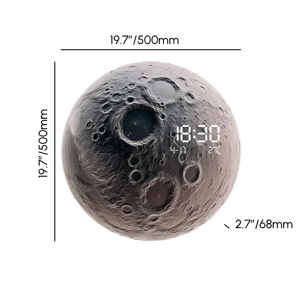 HMR - Modern and Unique LED Wall Clock Moon-inspired Home Decor