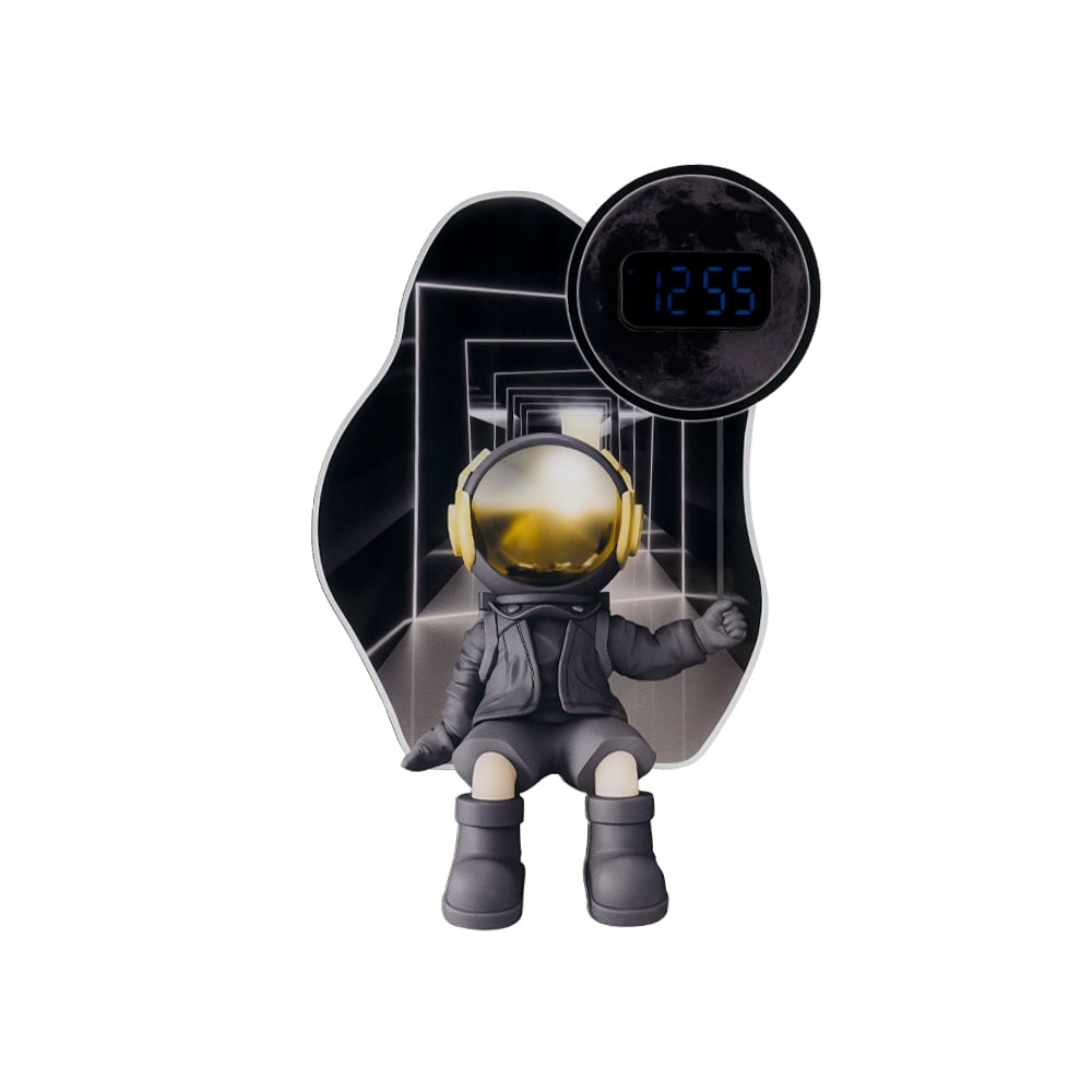 HMR - 23.6" LED Digital Astronaut Wall Clock Spaceman Decor Art Living Room Bedroom in Black
