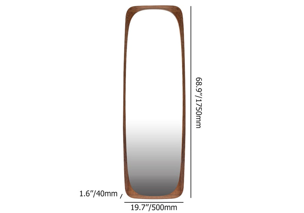 HMR - Mid-Century Rectangle Full Length Floor Mirror Wood Frame 69"x 20" Leaning Mirror Walnut