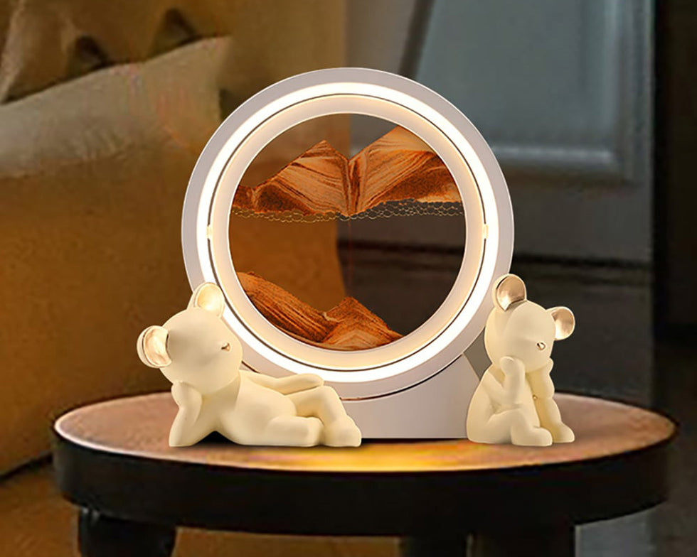 HMR - LED Sand Art Lamp Abstract Sand Timer Rotating Sandscape Decor Ornament Living Room