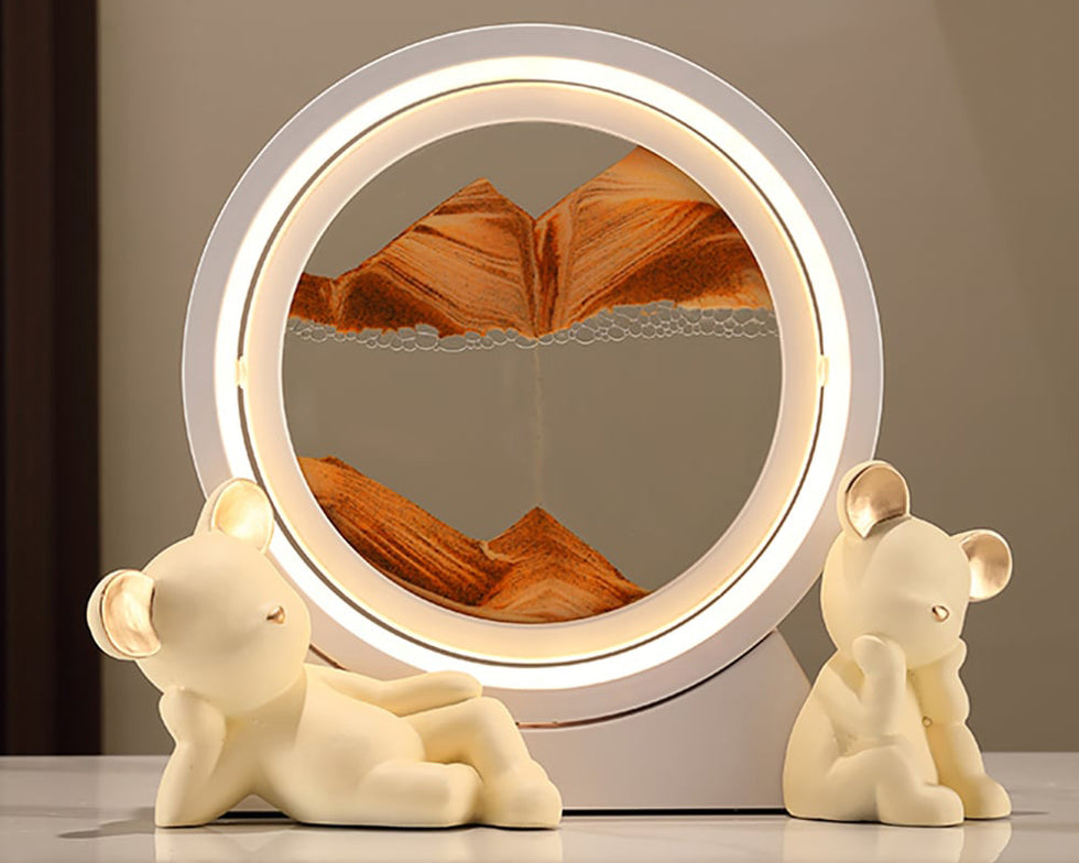 HMR - LED Sand Art Lamp Abstract Sand Timer Rotating Sandscape Decor Ornament Living Room