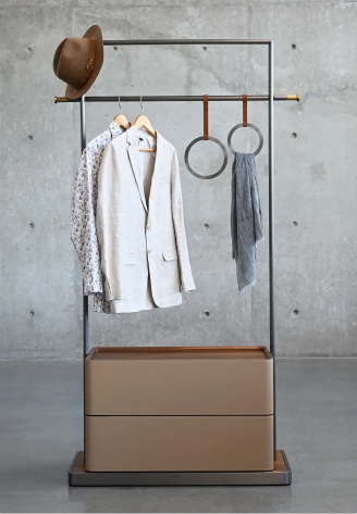 Mobital - Valet Hallway Coat Rack 2-Drawer in Brandy