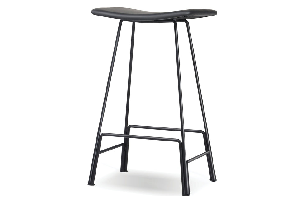 Mobital - Canaria Bar Stool in Powder Coated Black, Steel/Leather