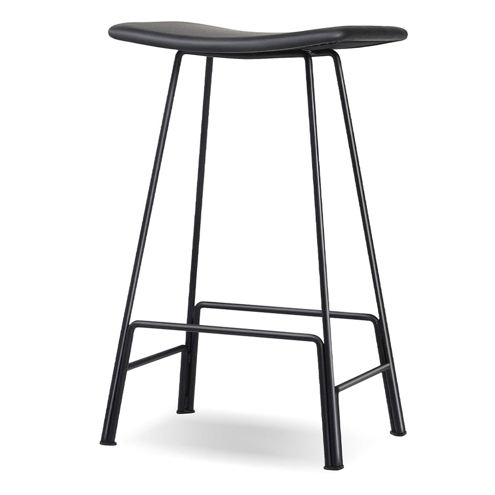 Mobital - Canaria Bar Stool in Powder Coated Black, Steel/Leather
