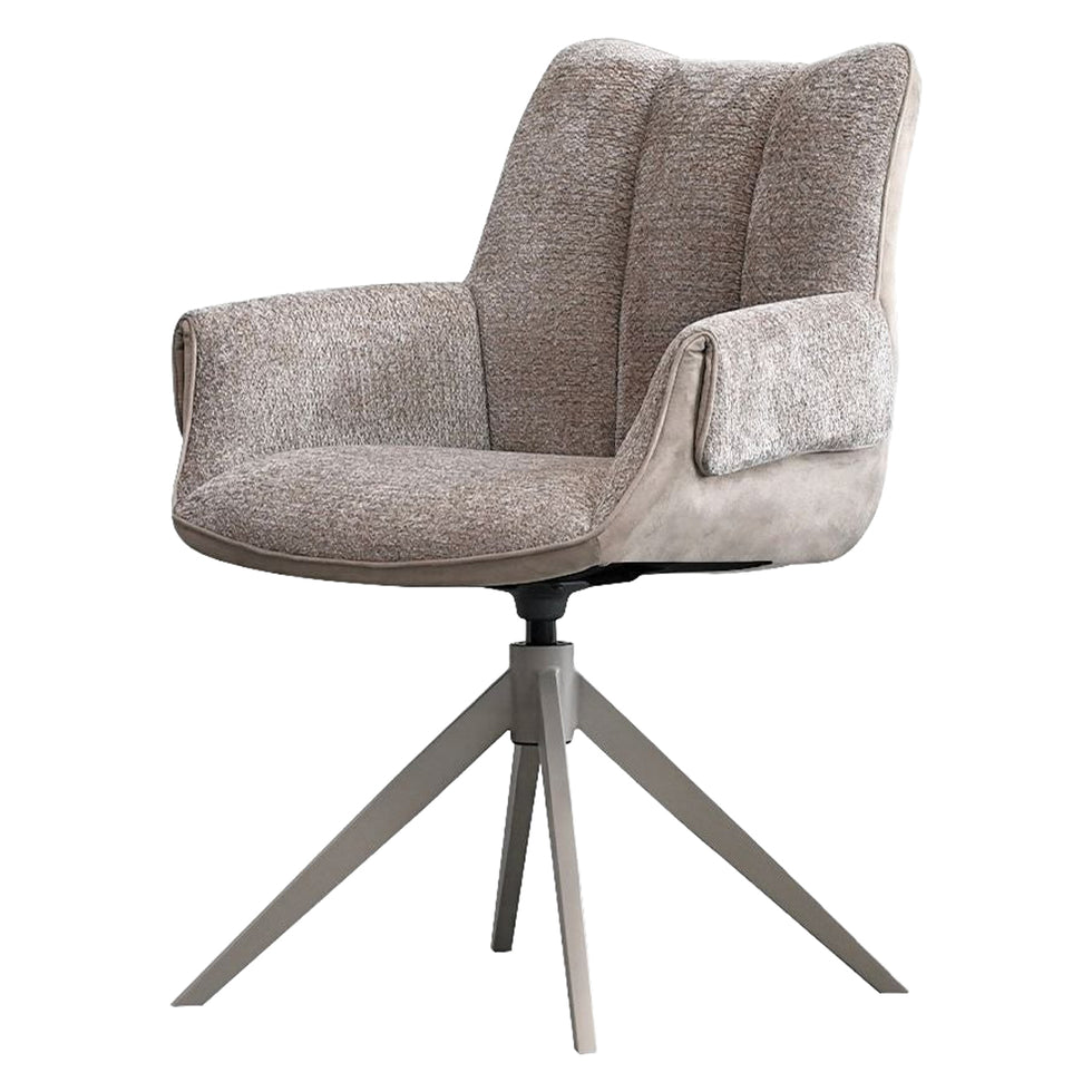 Mobital - Espara Dining Chair in Avena Oat Alcantara/ Alpaca Chenille