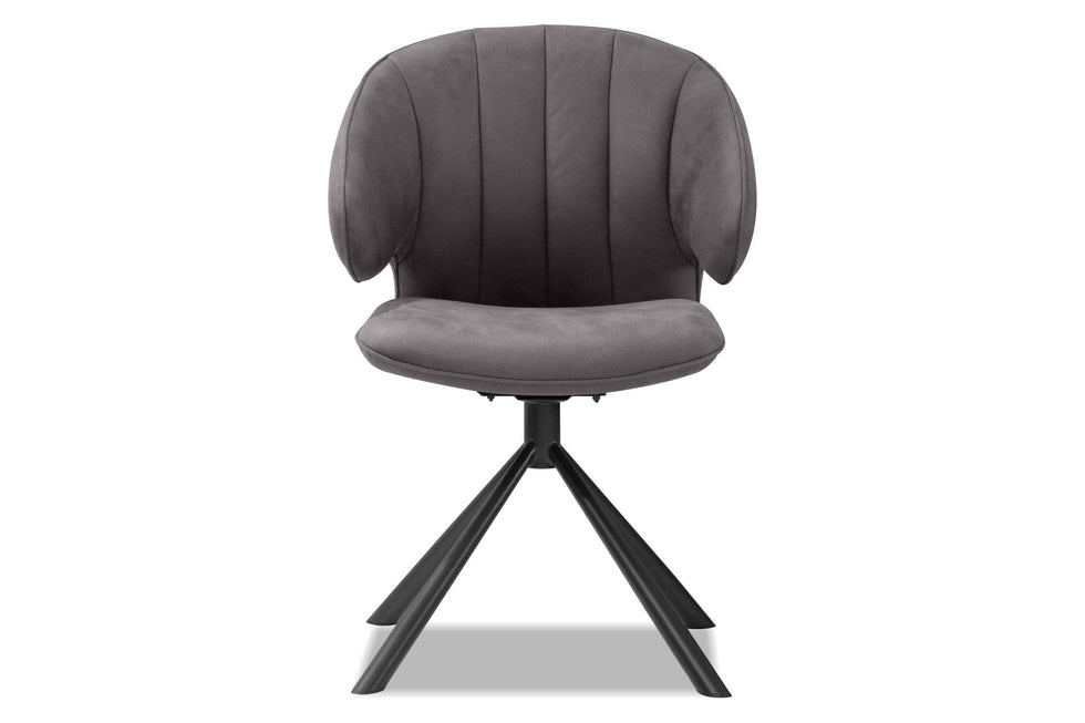 Mobital - Hugo Swivel Dining Chair in Pewter, Leather