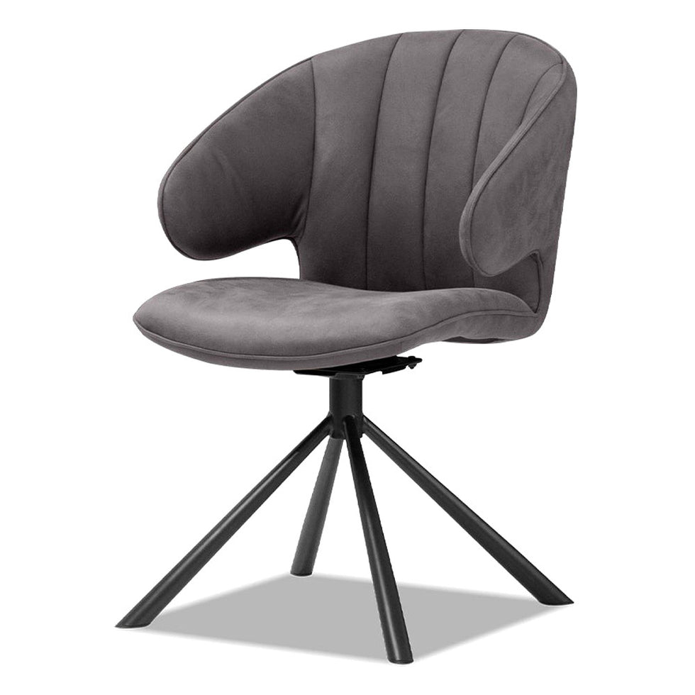 Mobital - Hugo Swivel Dining Chair in Pewter, Leather