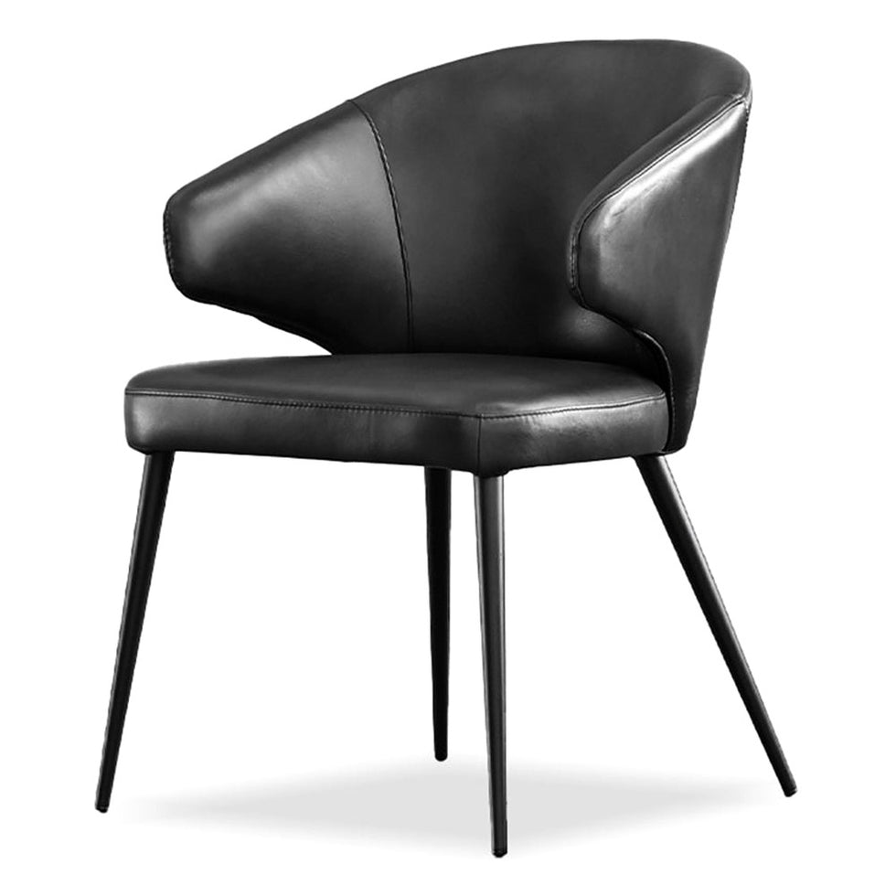 Mobital - Stretto Dining Chair in Pitch Black, Leather