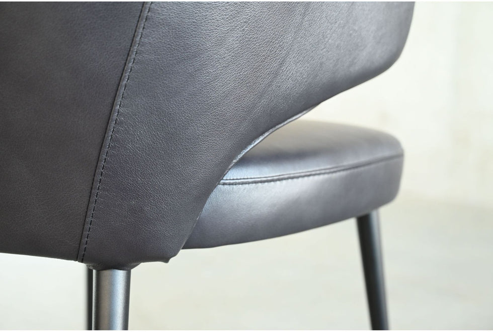 Mobital - Stretto Dining Chair in Pitch Black, Leather