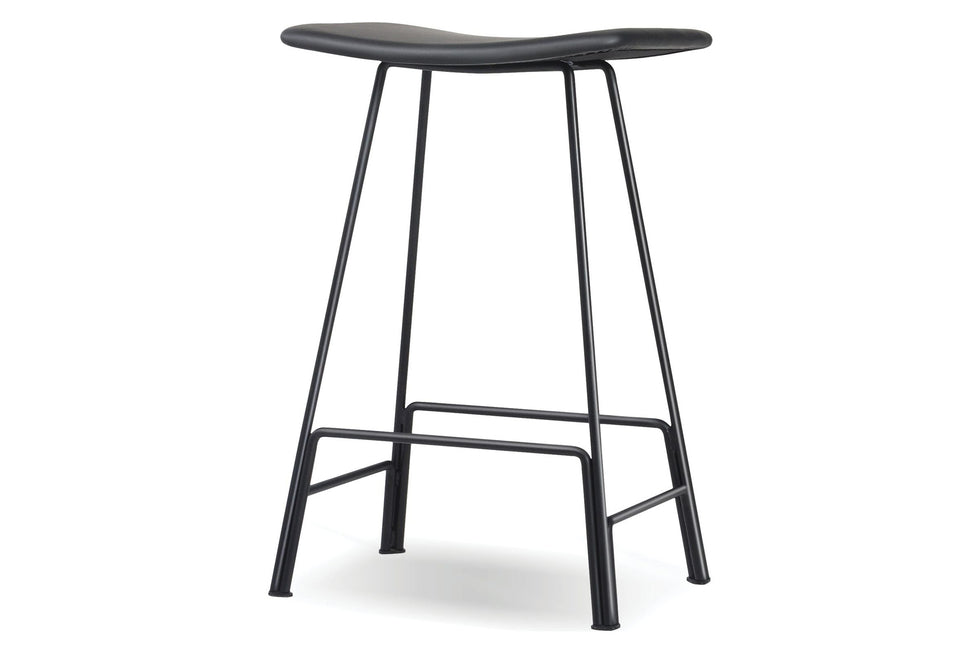 Mobital - Canaria Counter Stool in Powder Coated Black, Steel/Leather