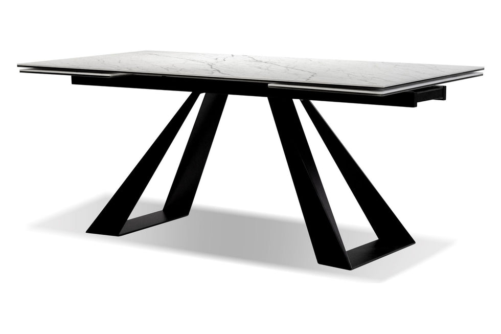 Mobital - Bridge Dining Table with Double Extension in Black, Ceramic