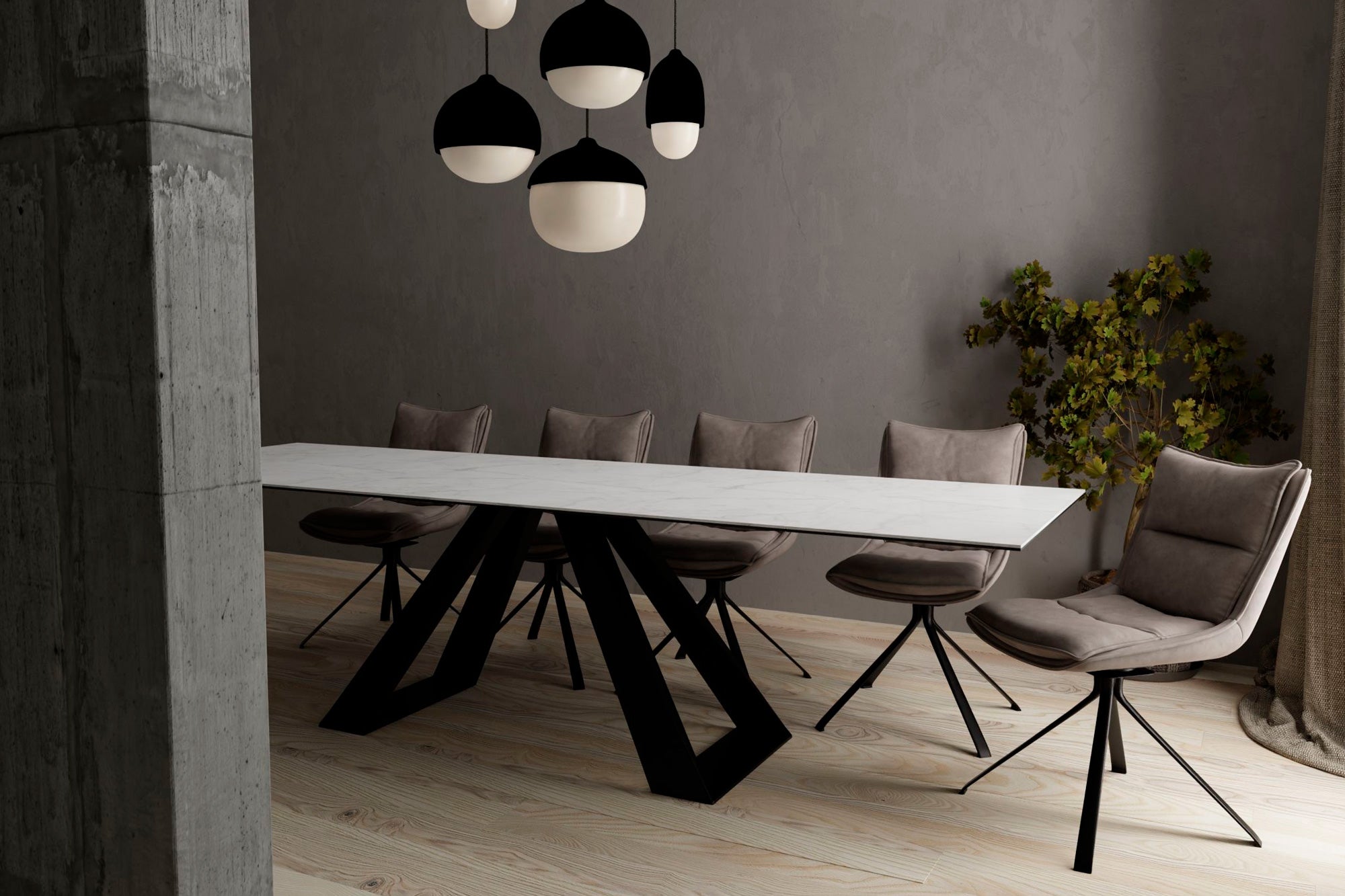 Mobital - Bridge Dining Table with Double Extension in Black, Ceramic