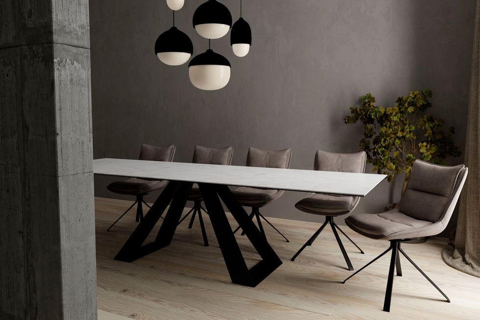 Mobital - Bridge Dining Table with Double Extension in Black, Ceramic