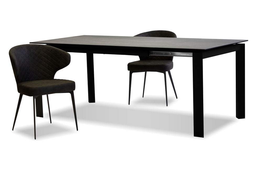 Mobital - Casper Dining Table with Extension in Gray, Ceramic