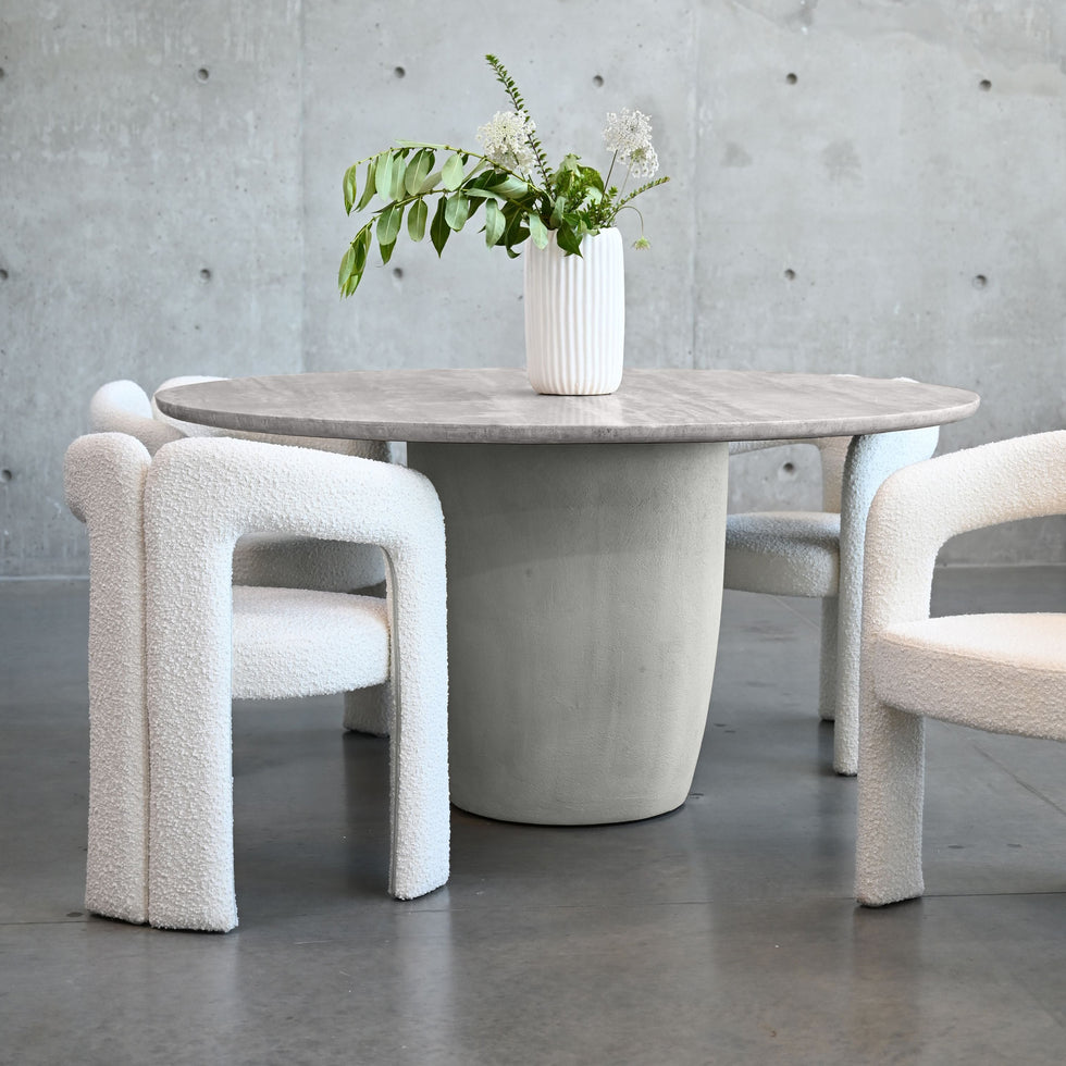 Mobital - Erden Dining Table in Silver Gray Travertine