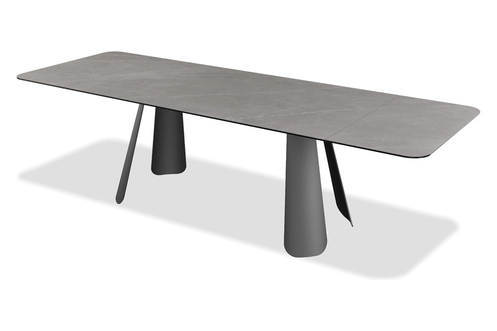 Mobital - Palazzo Dining Table with Double Extension in Gray, Ceramic