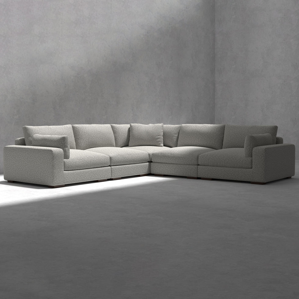 Mobital - Onza Sectional 5-Piece in Oat Tweed