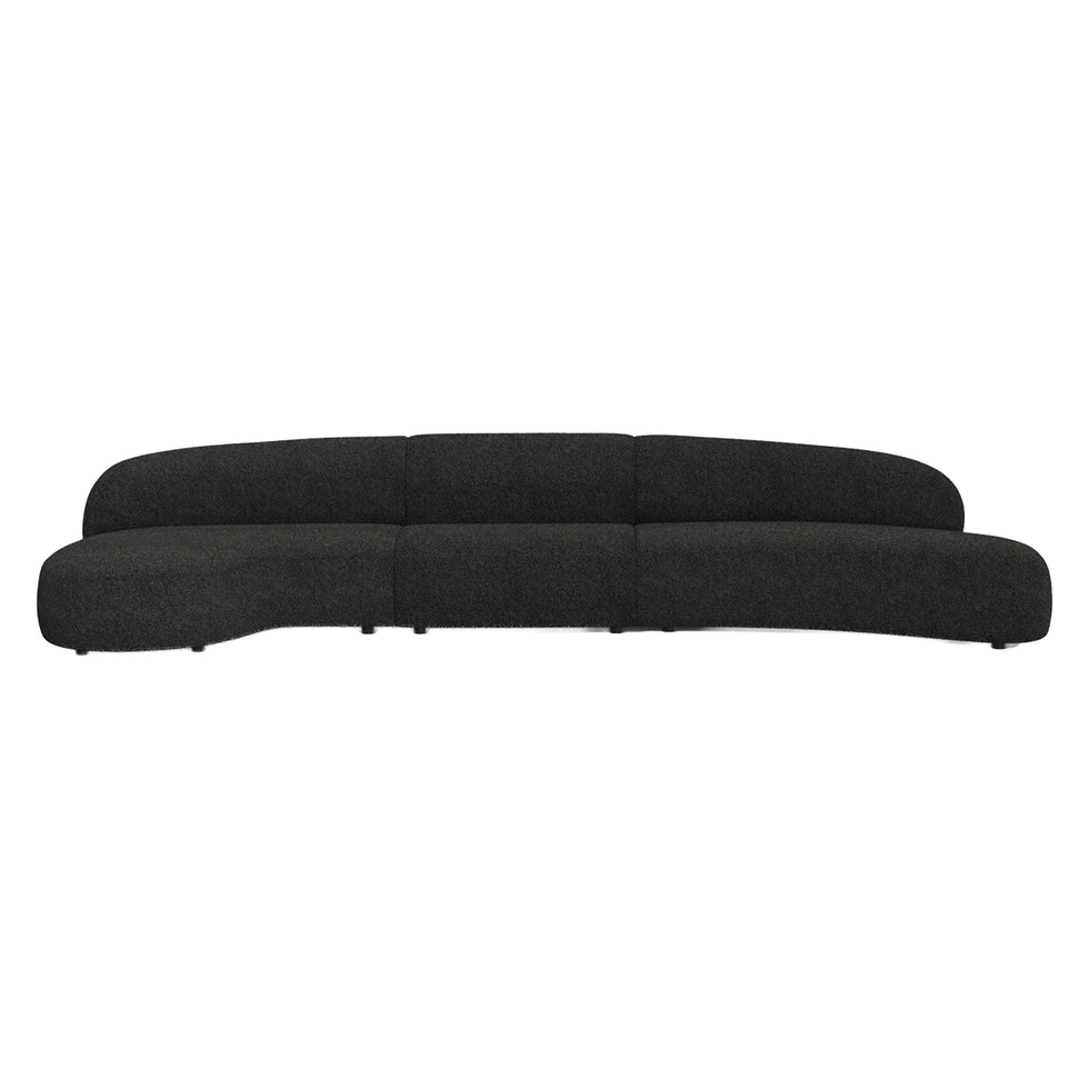 Mobital - Moritz Sectional 3-Piece Chaise Facing Left in Licorice Boucle
