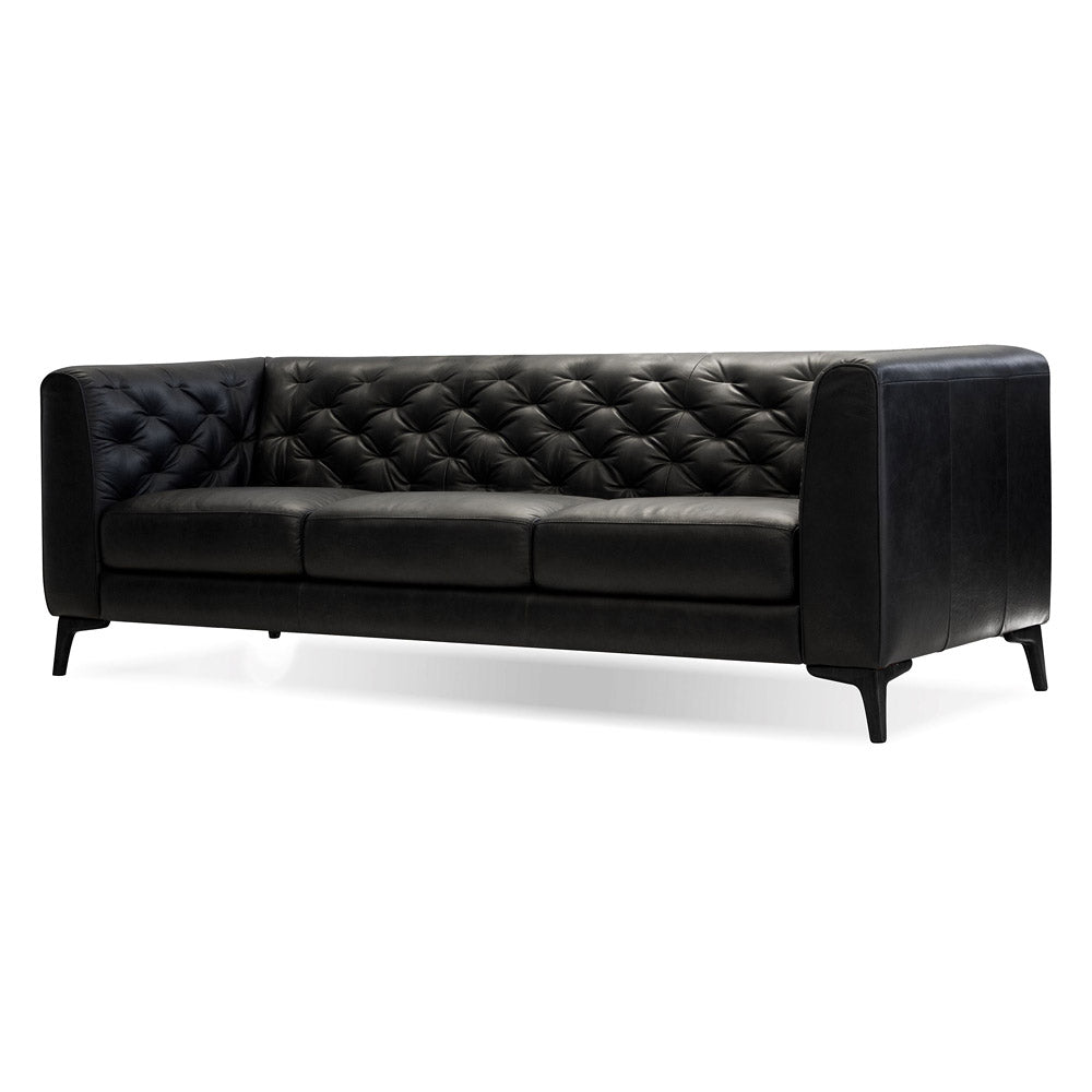 Mobital - Dalton Stationary Sofa in Vintage Black, Leather