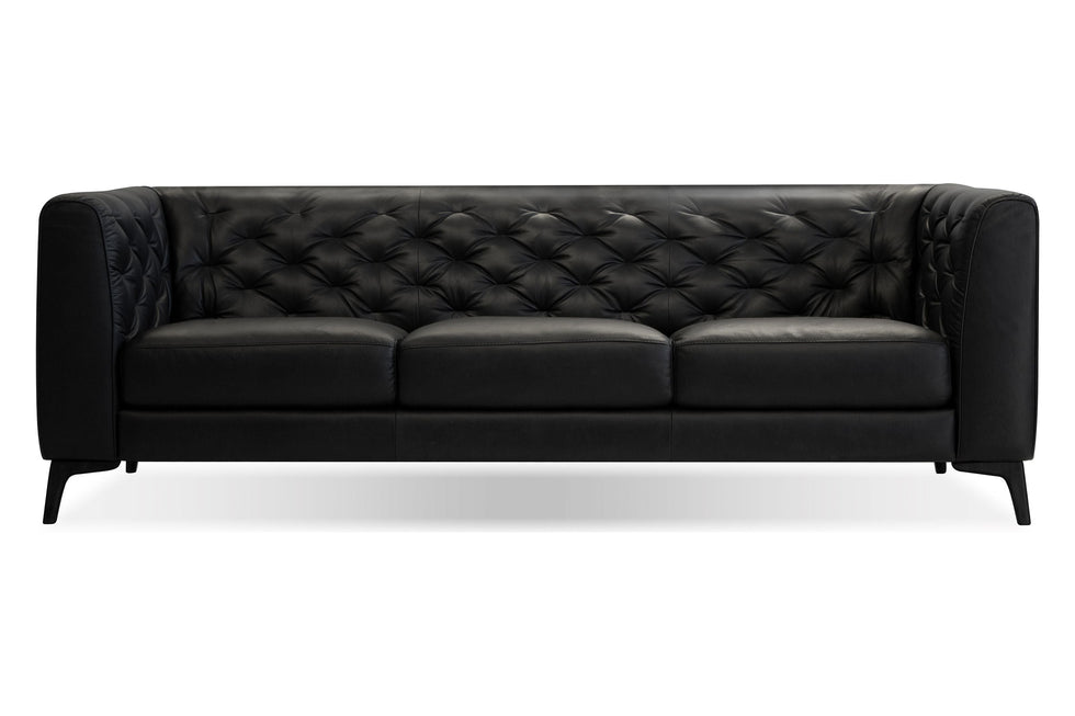 Mobital - Dalton Stationary Sofa in Vintage Black, Leather