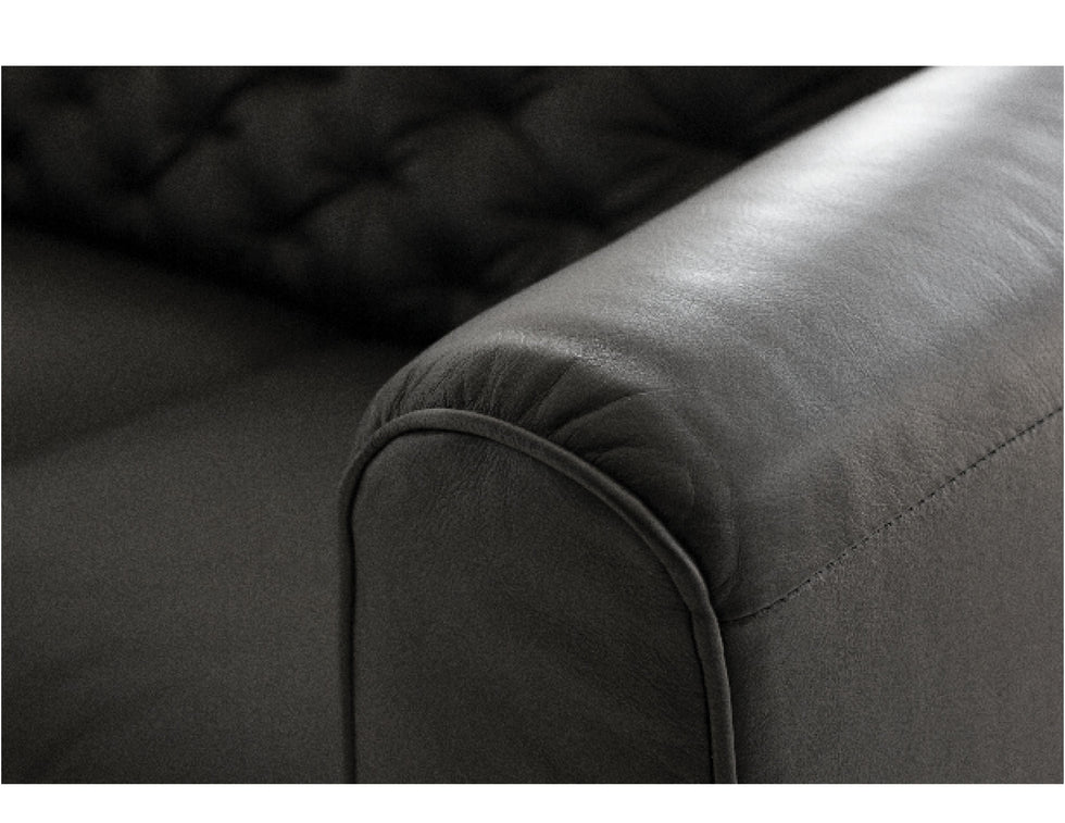 Mobital - Dalton Stationary Sofa in Vintage Black, Leather