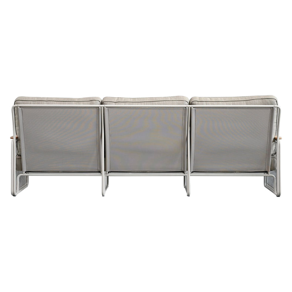 Mobital - Lucerne Sofa in Sandhill Sunproof Fabric, Teak Armrest