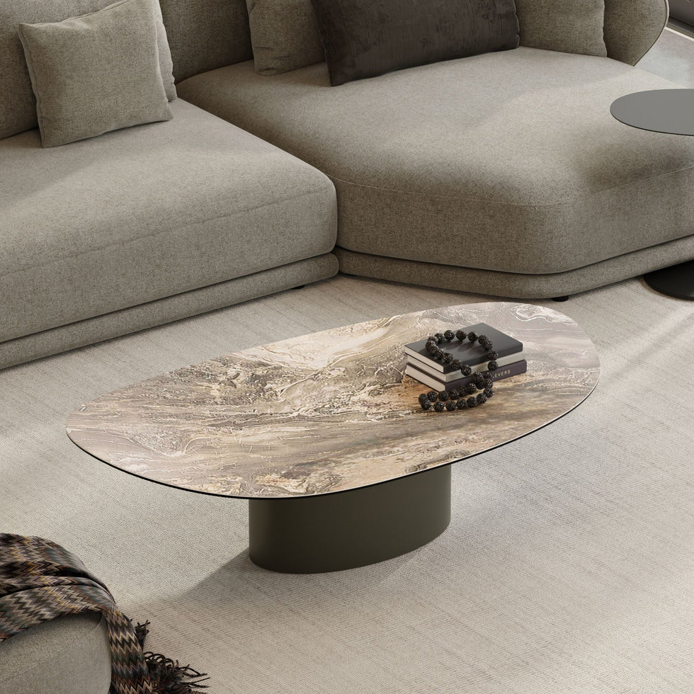 Mobital - Argon Coffee Table in Fantasia Marrone Metallo