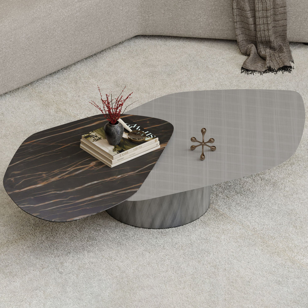 Mobital - Layer Coffee Table in Noir Desir Bocciadato Ceramic Top