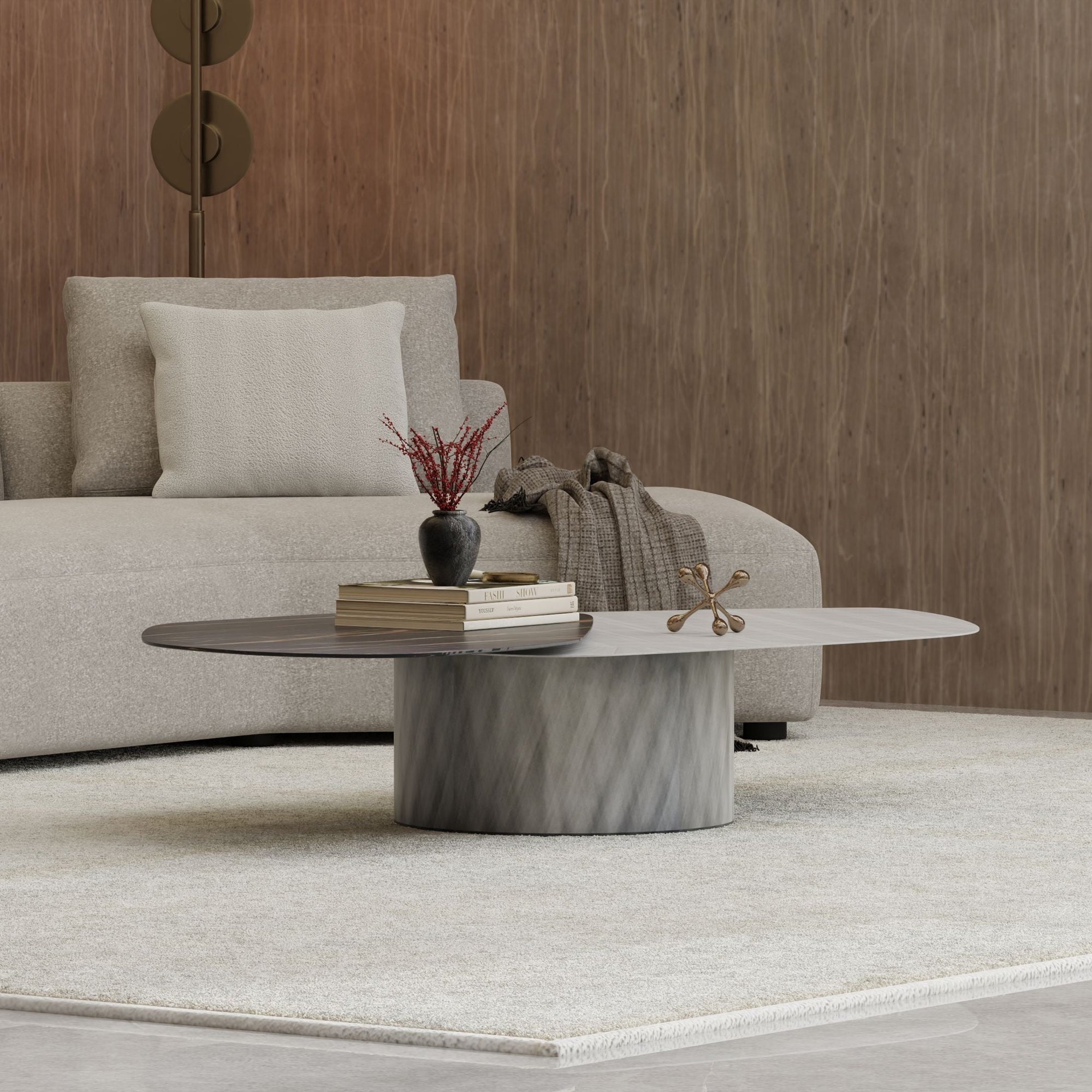 Mobital - Layer Coffee Table in Noir Desir Bocciadato Ceramic Top