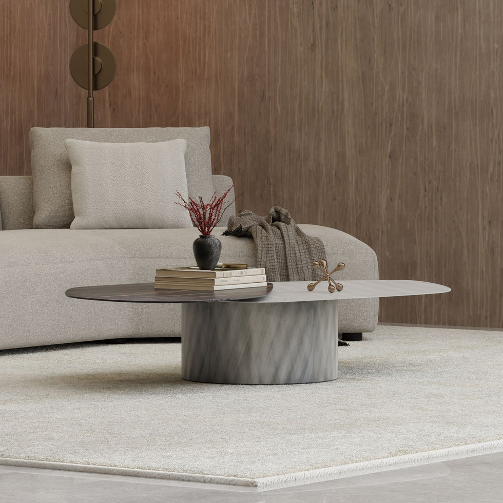 Mobital - Layer Coffee Table in Noir Desir Bocciadato Ceramic Top
