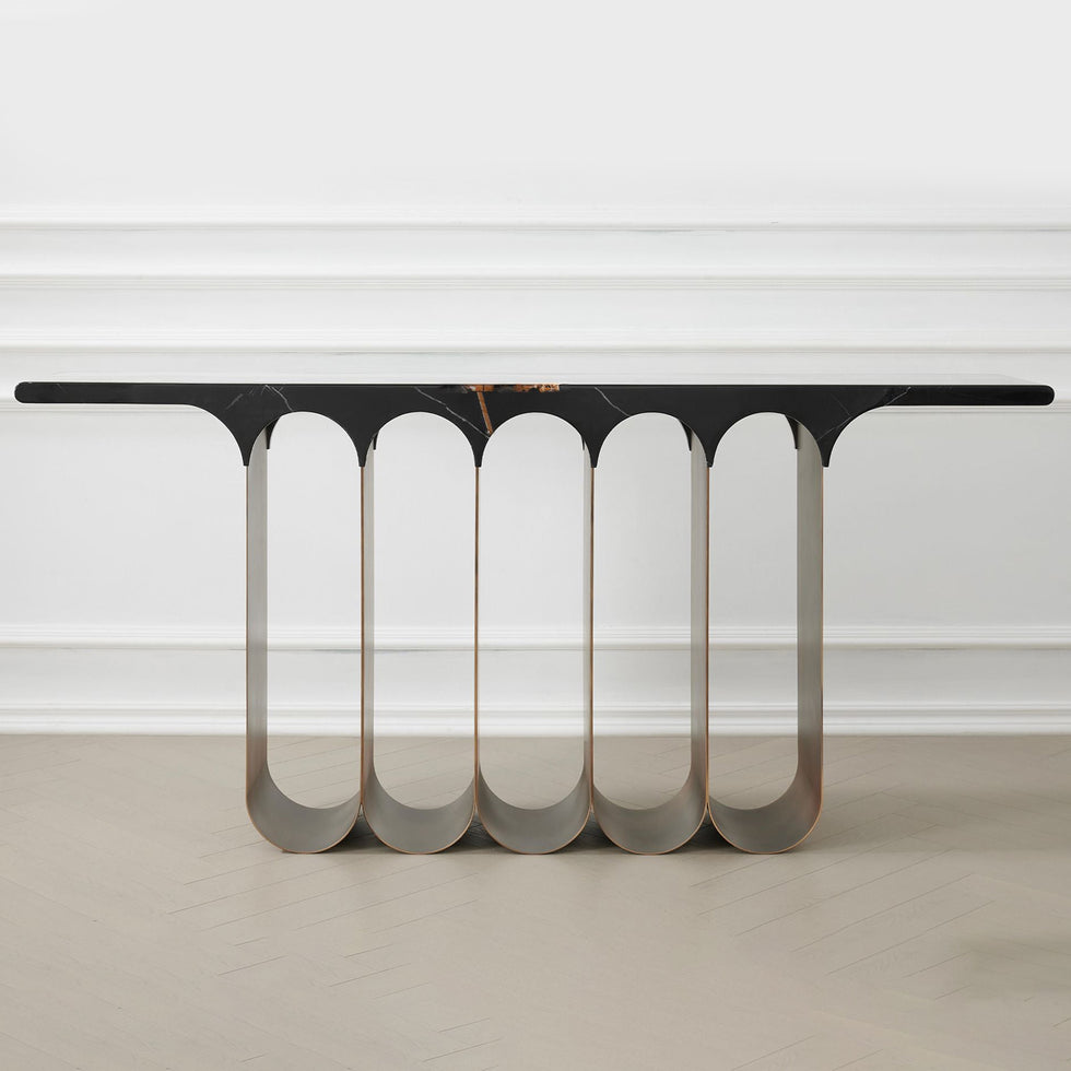 Mobital - Socle Console Table in Polished Laurent Black