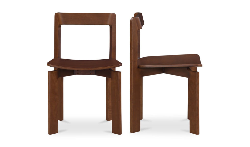 Moe's - Daifuku Modern Dining Chair Set of 2 in Walnut Stained Ash