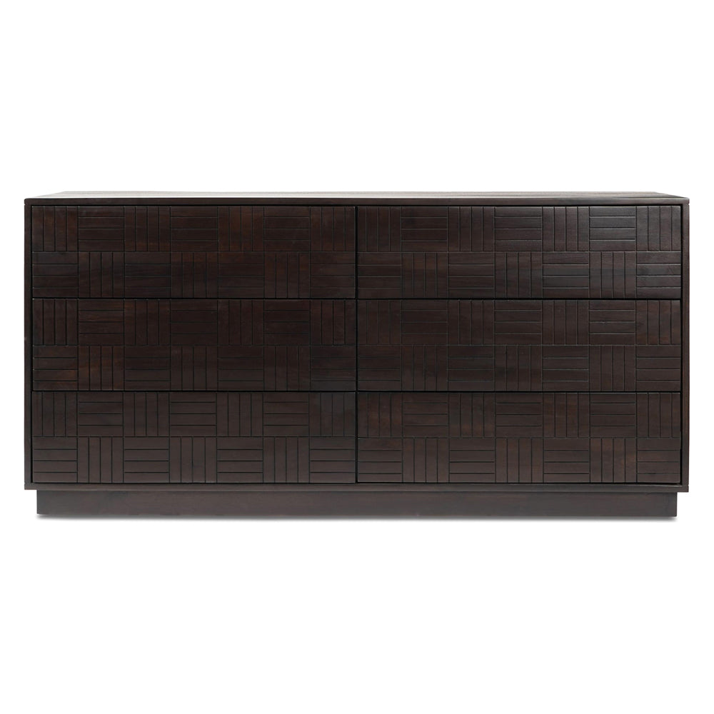 Moe's - Denman Mid-Century Modern 6 Drawers Dresser in Dark Brown