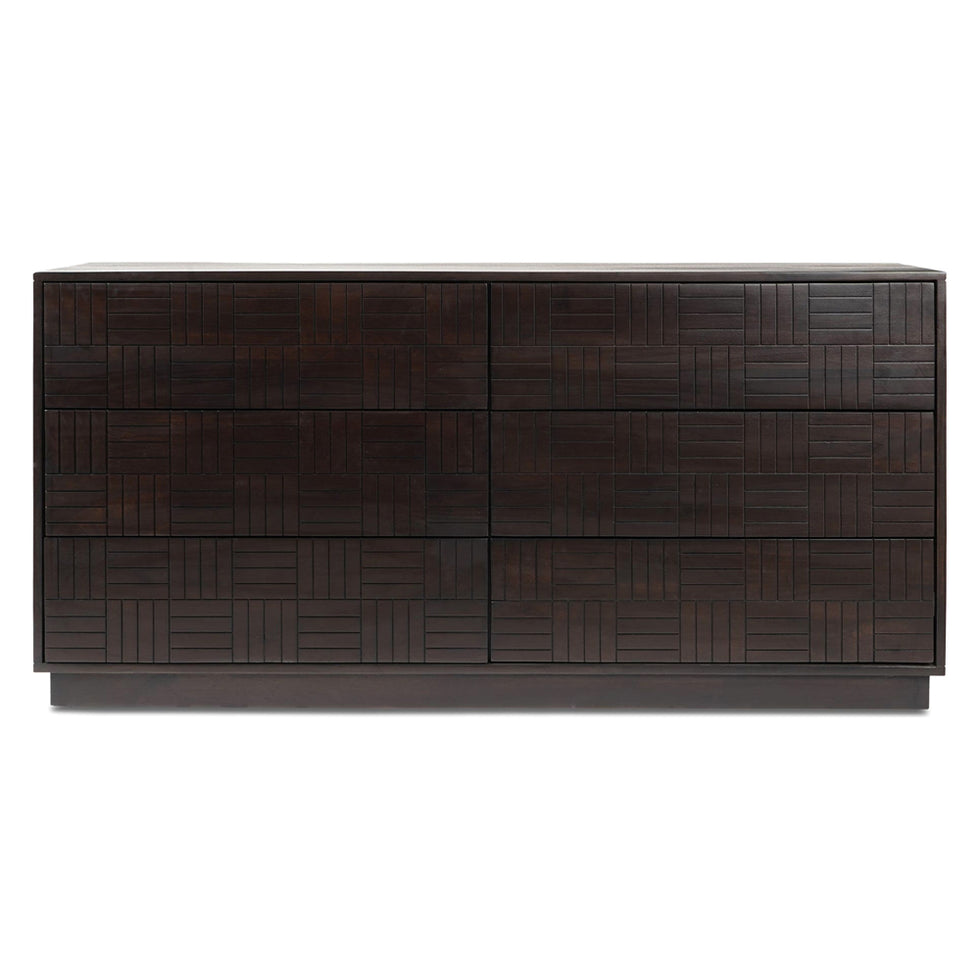 Moe's - Denman Mid-Century Modern 6 Drawers Dresser in Dark Brown