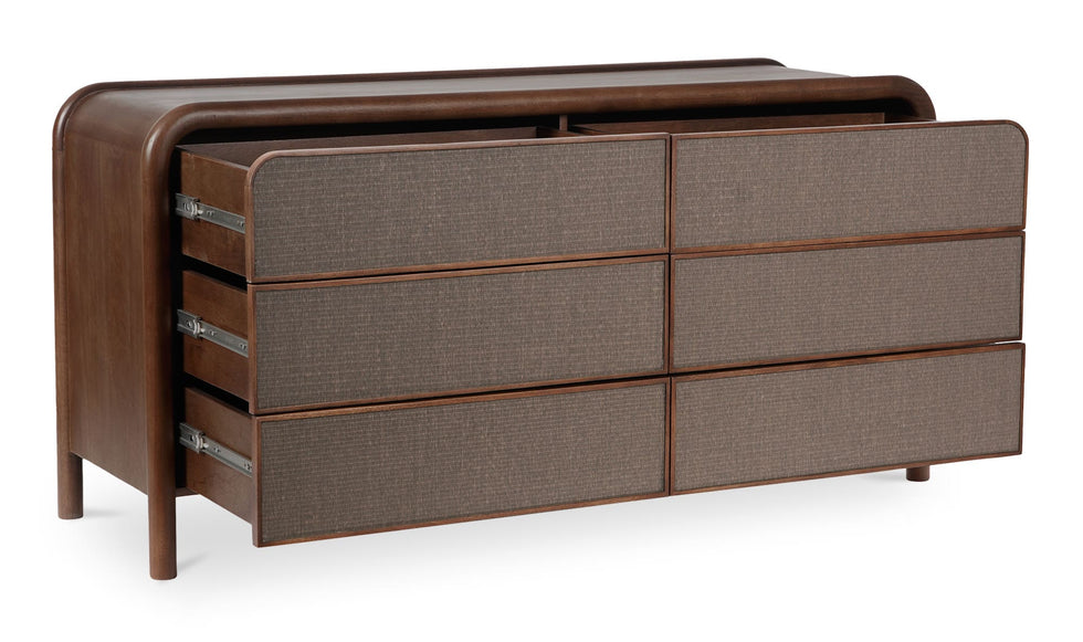 Moe's - Rye Contemporary 6 Drawers Dresser in Warm Brown