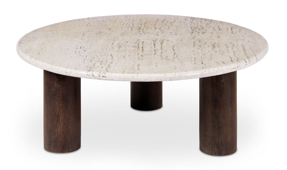 Moe's - Landon Contemporary Round Coffee Table in Beige Travertine