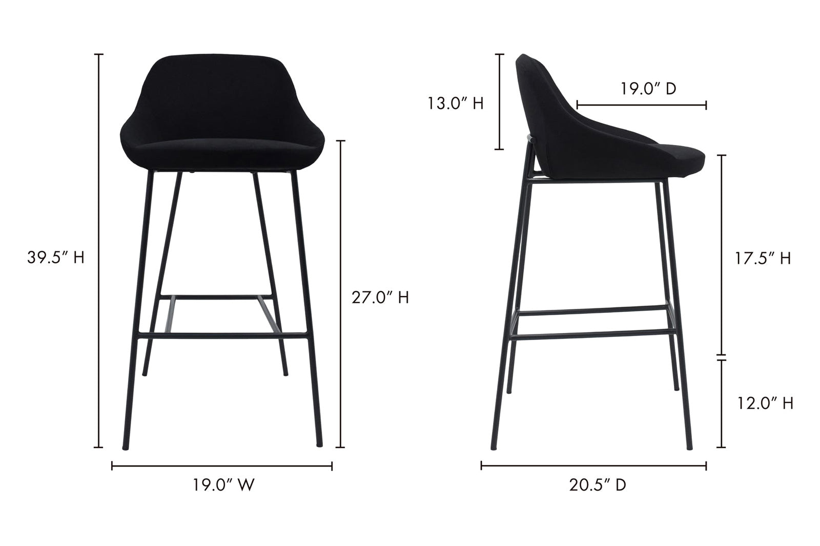 Moe's - Shelby Bar Stool in Black